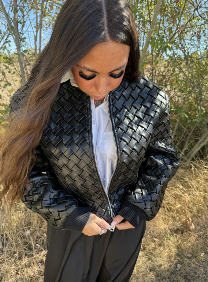 Veste tresse cuir